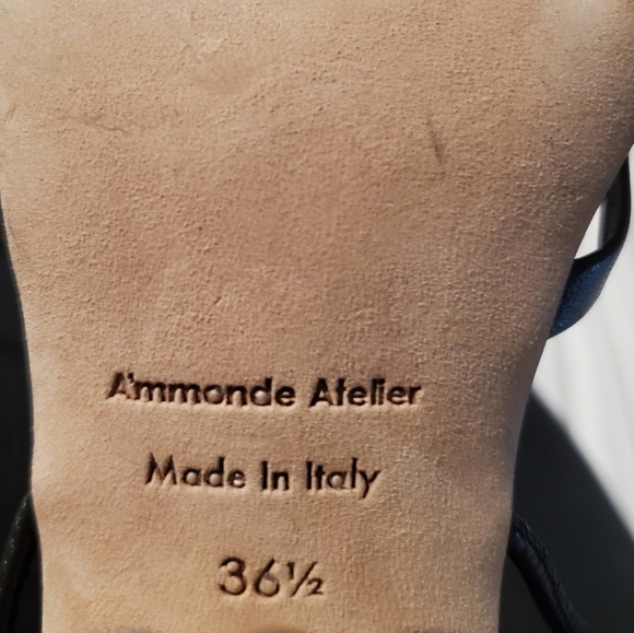 A'mmonde Atelier Anastassia Leather Strappy Heels Black Ankle Tie Heels - Picture 8 of 10